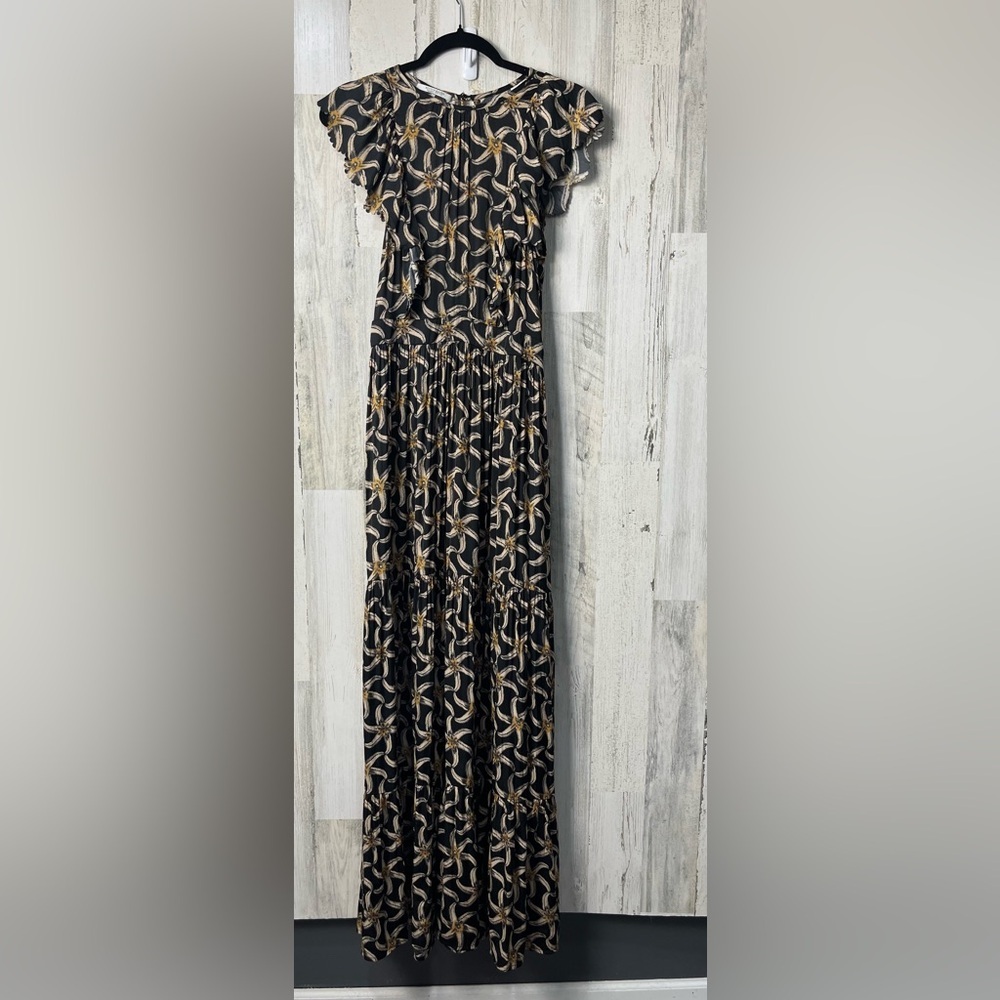 Scotch & Soda Black Maxi Dress with Tan and Cream Pattern - Picture 5 of 14